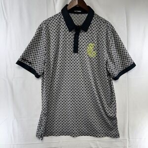 LIV‎ Golf Polo Mens Large Black White Zigzag Chevron Neon Logo 23LFM10-LF100